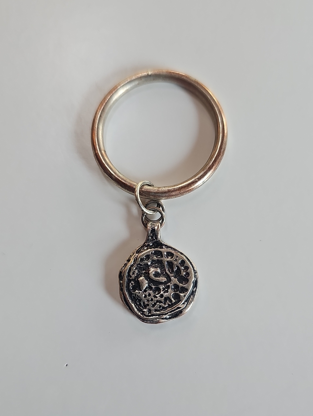 Silver-Tone Coin Charm Keyring